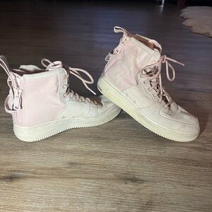 Nike air force AF1 women’s Pale Blush Light Pink high top sneakers shoe 8.5 zip